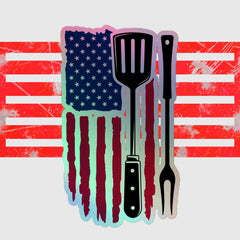 BBQ FLAG STICKERS