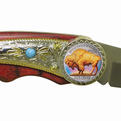 Colorized Buffalo Nickel Pocket Knife