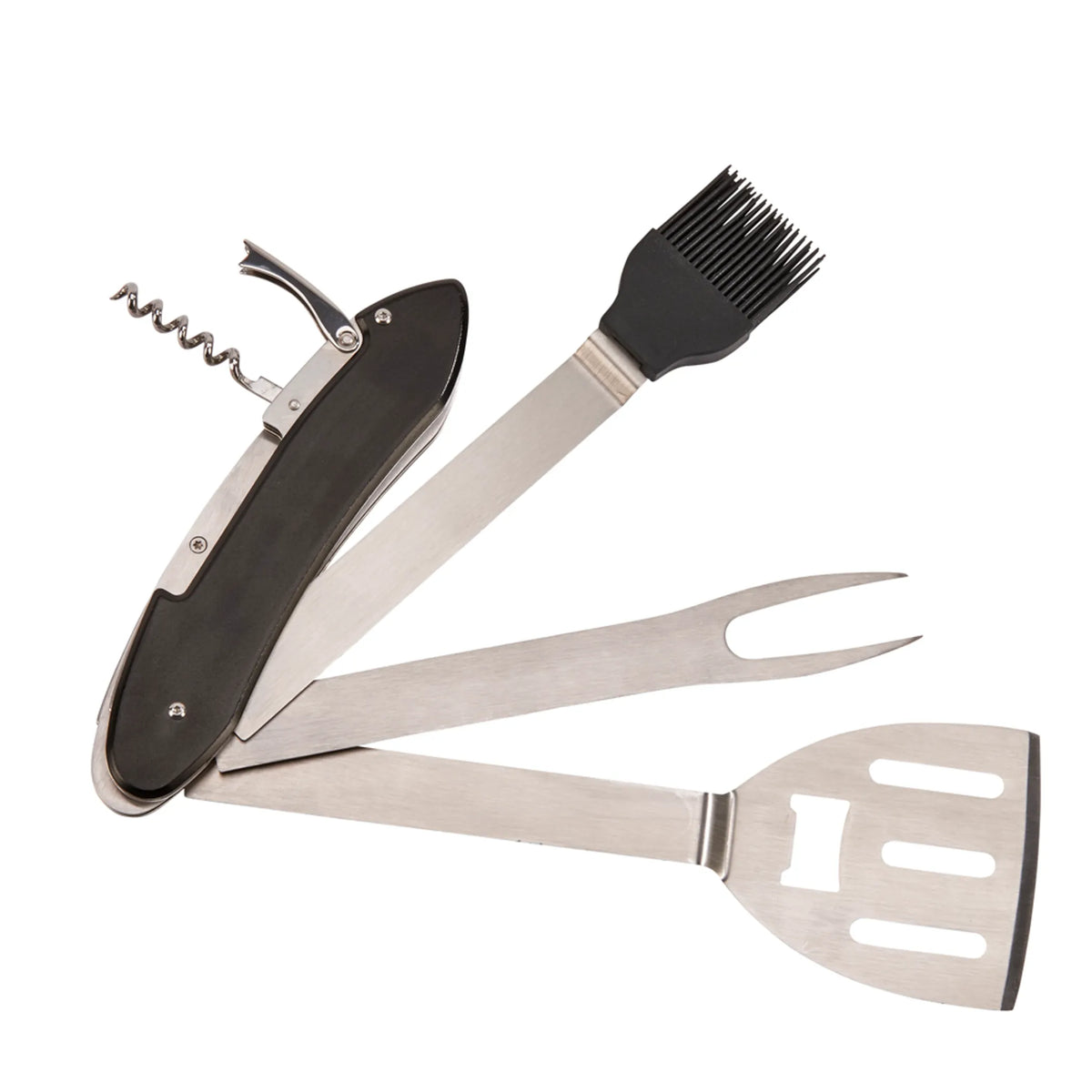 Folding BBQ Tools with Black Handle 20"L Open