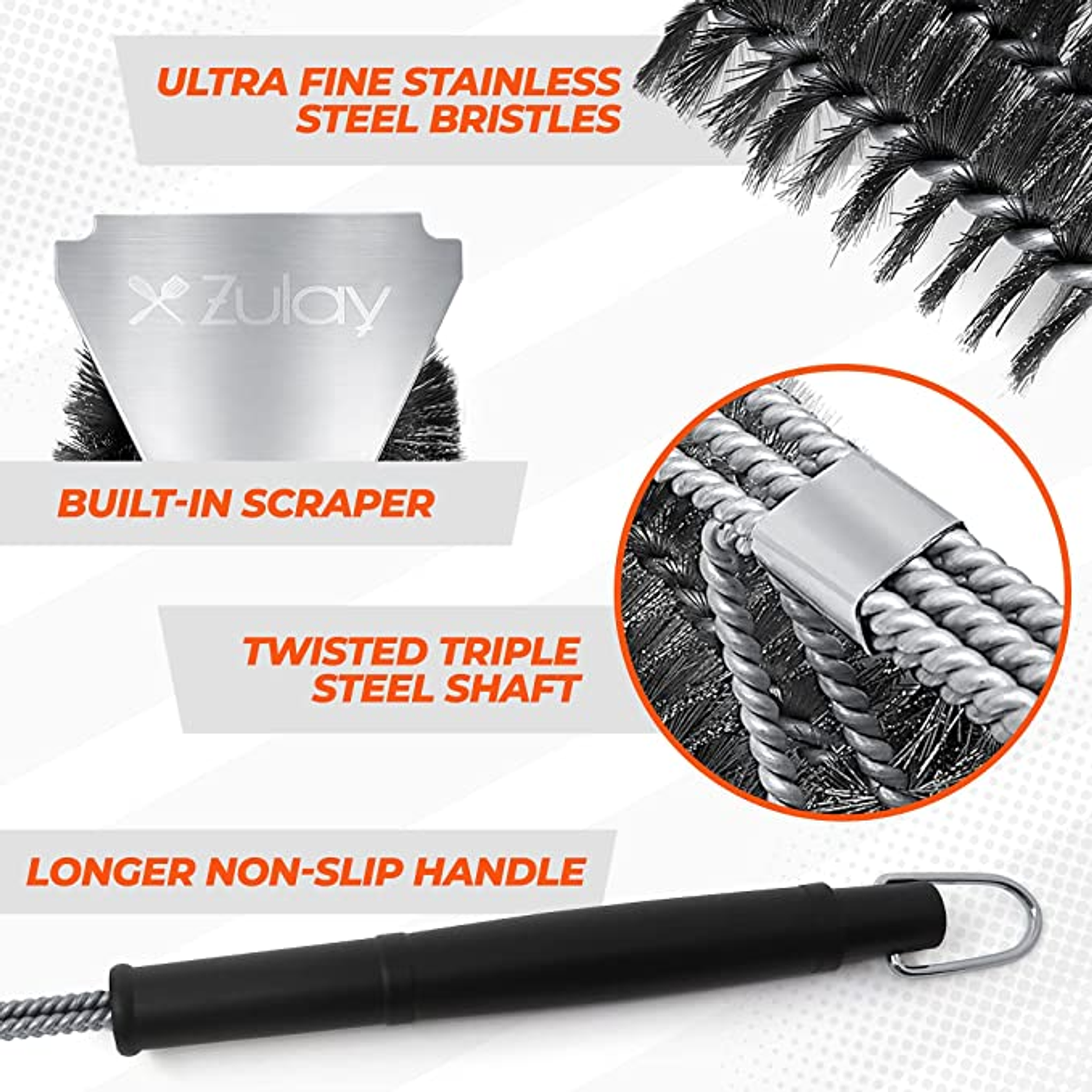 Zulay Kitchen Heat Boss Grill Brush and Grill Scraper